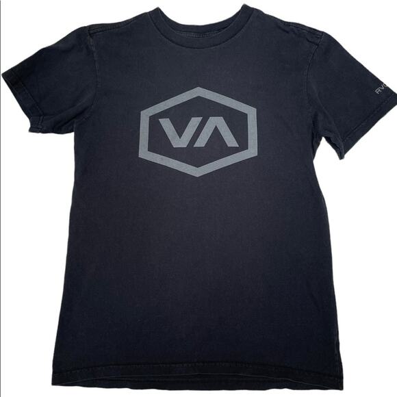 RVCA T-Shirt Mens S Black Crew Neck Short Sleeve Cotton Graphic Logo Tee Casual - Picture 1 of 7